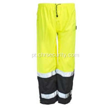 Impermeável Hi Vis amarela calças masculinas